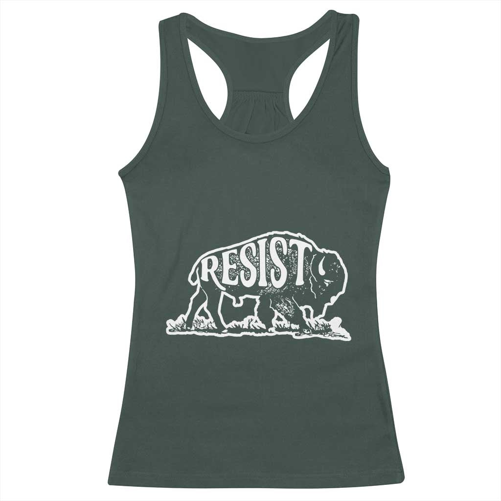 Protect Our National Parks Racerback Tank Top Bison Wildlife Resist TS02 Dark Forest Green Print Your Wear