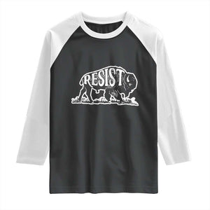 Protect Our National Parks Raglan Shirt Bison Wildlife Resist TS02 Black White Print Your Wear