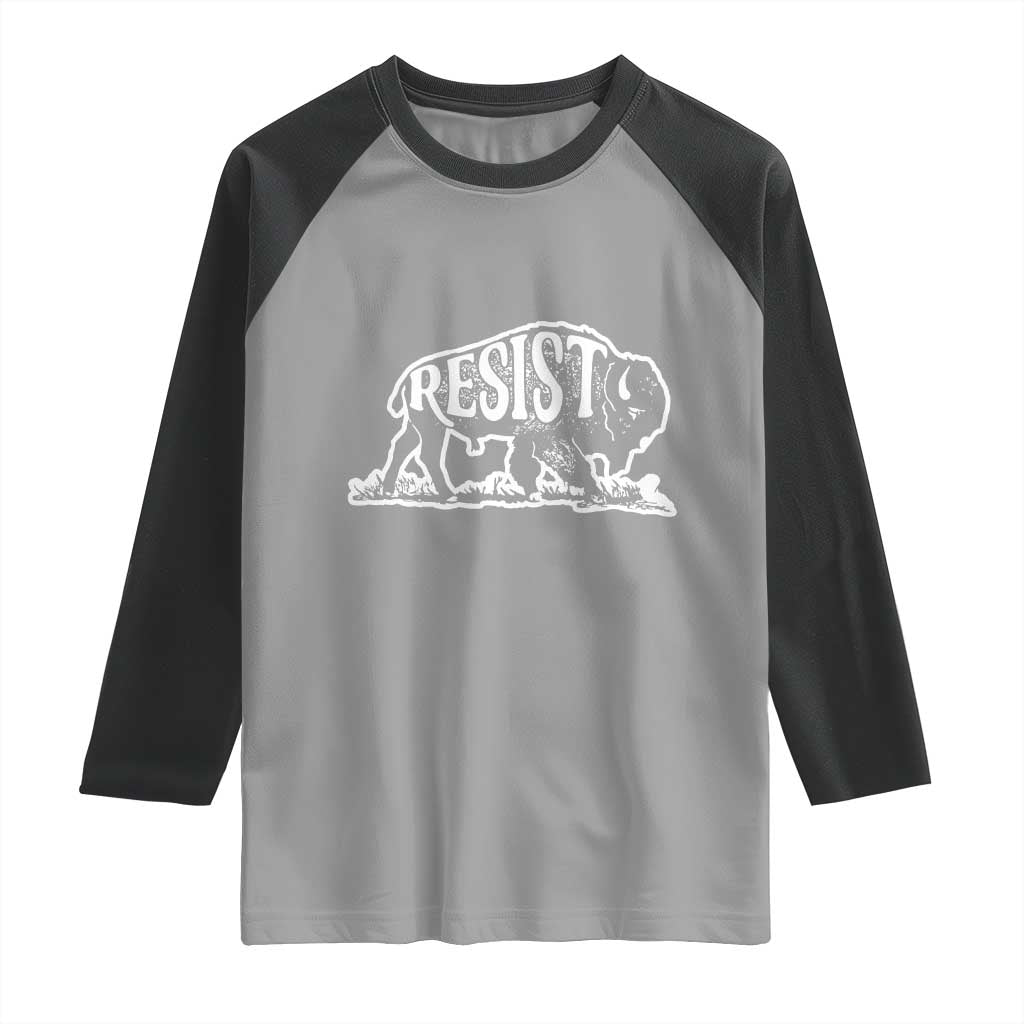 Protect Our National Parks Raglan Shirt Bison Wildlife Resist TS02 Sport Gray Black Print Your Wear