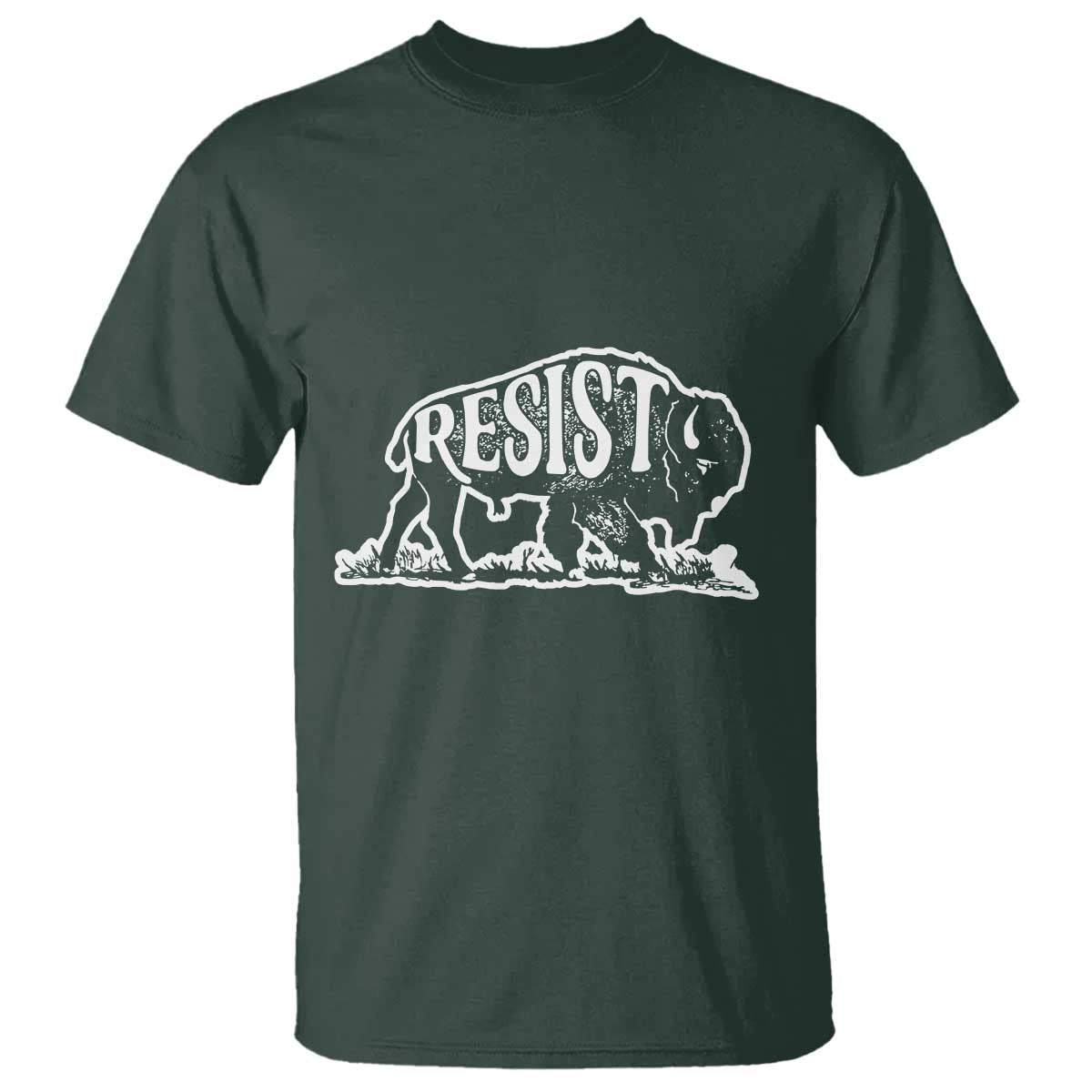 Protect Our National Parks T Shirt Bison Wildlife Resist TS02 Dark Forest Green Print Your Wear