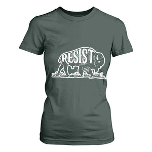 Protect Our National Parks T Shirt For Women Bison Wildlife Resist TS02 Dark Forest Green Print Your Wear