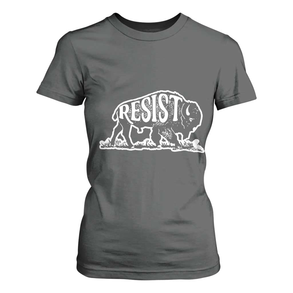 Protect Our National Parks T Shirt For Women Bison Wildlife Resist TS02 Dark Heather Print Your Wear