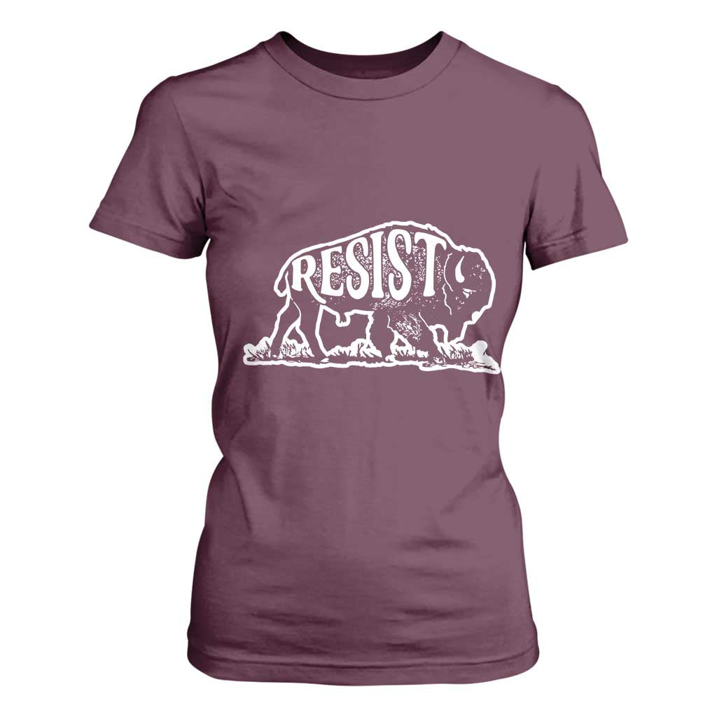 Protect Our National Parks T Shirt For Women Bison Wildlife Resist TS02 Maroon Print Your Wear