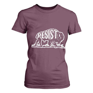 Protect Our National Parks T Shirt For Women Bison Wildlife Resist TS02 Maroon Print Your Wear