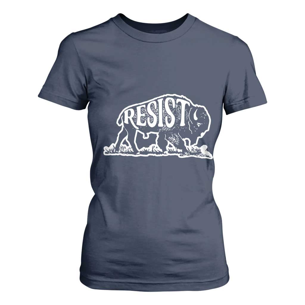 Protect Our National Parks T Shirt For Women Bison Wildlife Resist TS02 Navy Print Your Wear