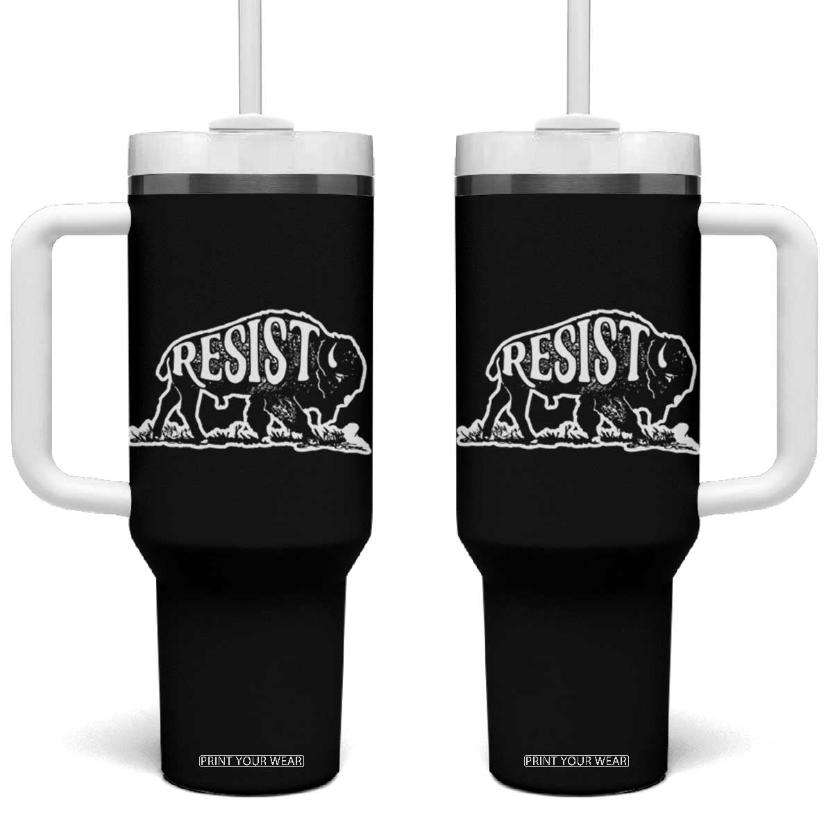Protect Our National Parks Tumbler With Handle Bison Wildlife Resist TS02 One Size: 40 oz Black Print Your Wear