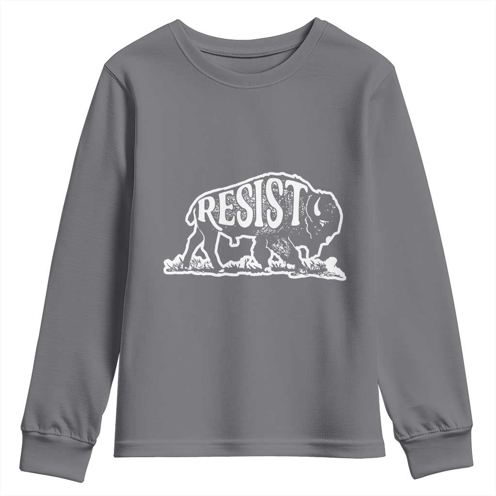 Protect Our National Parks Youth Sweatshirt Bison Wildlife Resist TS02 Charcoal Print Your Wear