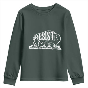 Protect Our National Parks Youth Sweatshirt Bison Wildlife Resist TS02 Dark Forest Green Print Your Wear
