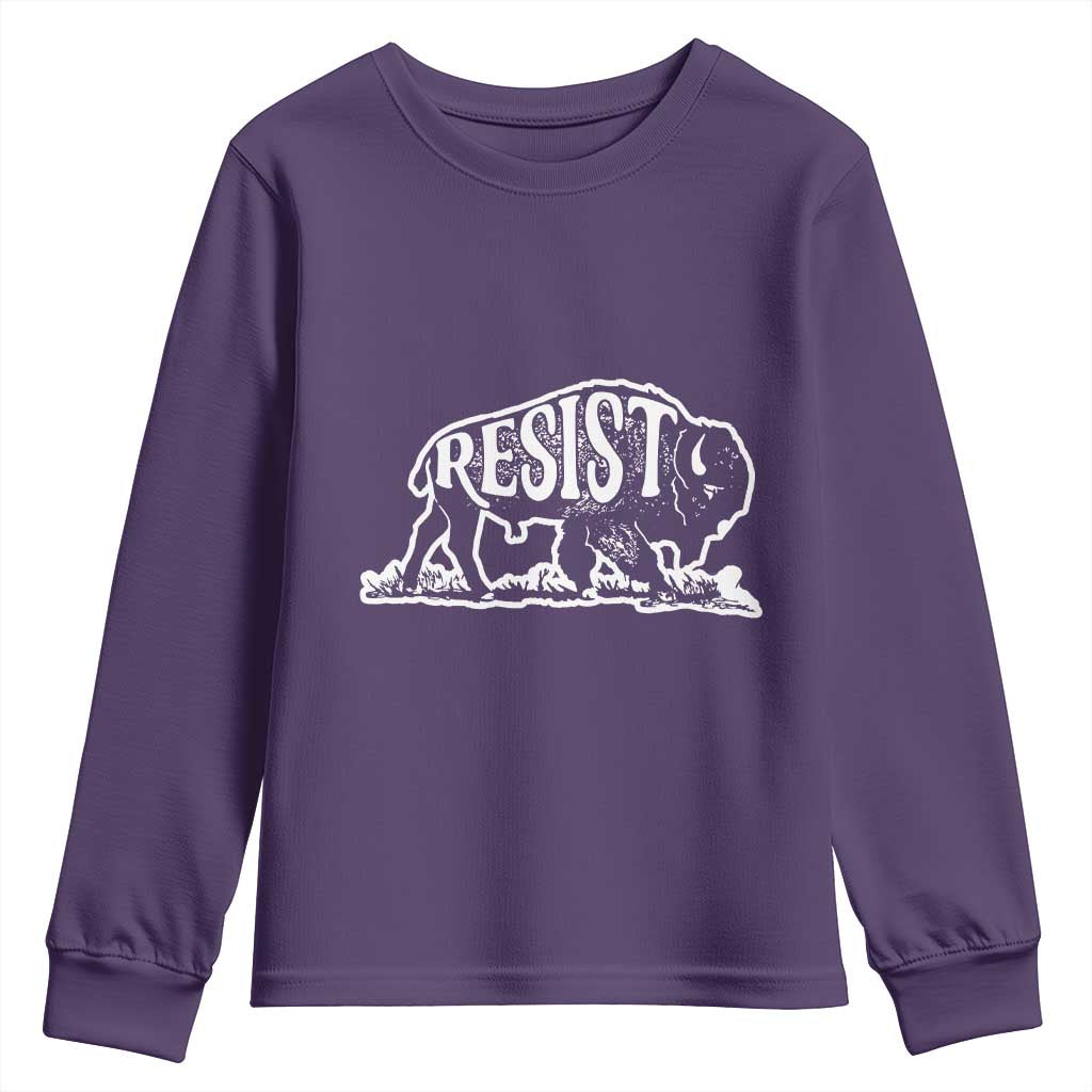 Protect Our National Parks Youth Sweatshirt Bison Wildlife Resist TS02 Purple Print Your Wear