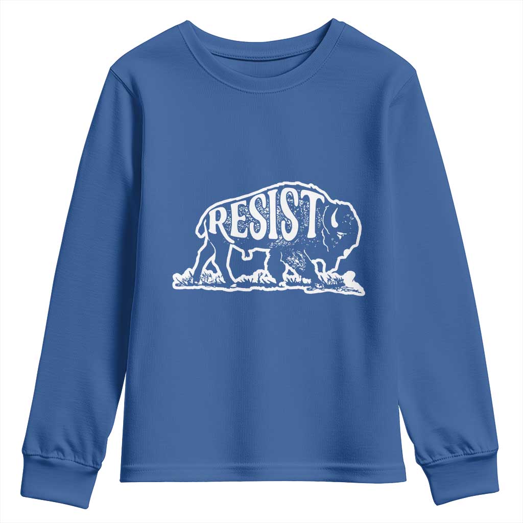 Protect Our National Parks Youth Sweatshirt Bison Wildlife Resist TS02 Royal Blue Print Your Wear