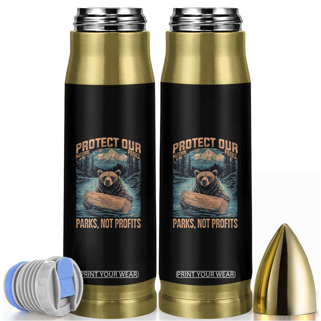 Protect Our National Parks Bullet Tumbler Parks Not Profits Bear Retro Graphic TS02 Black Print Your Wear