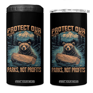 Protect Our National Parks 4 in 1 Can Cooler Tumbler Parks Not Profits Bear Retro Graphic TS02 One Size: 16 oz Black Print Your Wear
