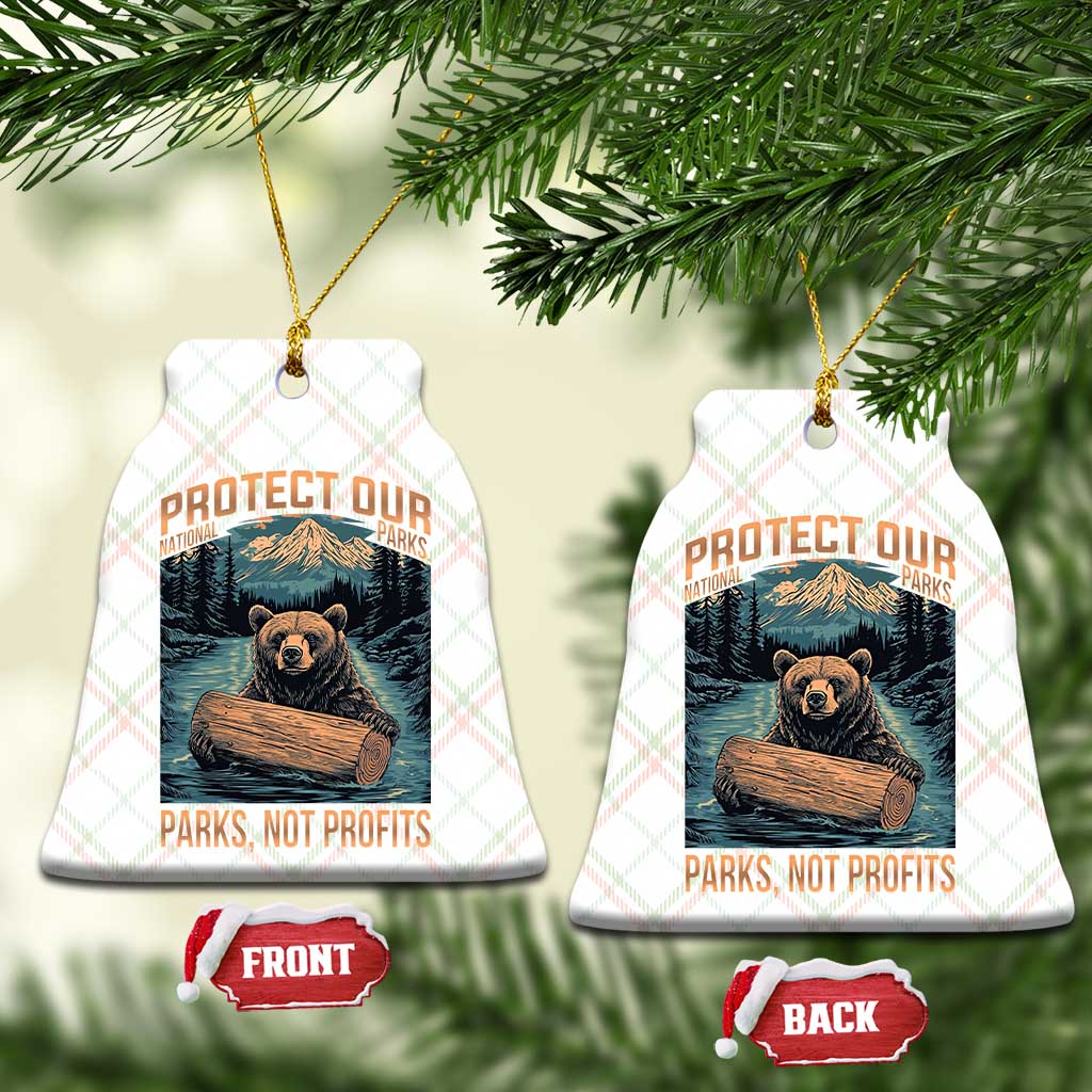 Protect Our National Parks Ceramic Ornament Parks Not Profits Bear Retro Graphic TS02 Print Your Wear