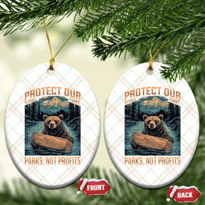 Protect Our National Parks Ceramic Ornament Parks Not Profits Bear Retro Graphic TS02 Print Your Wear