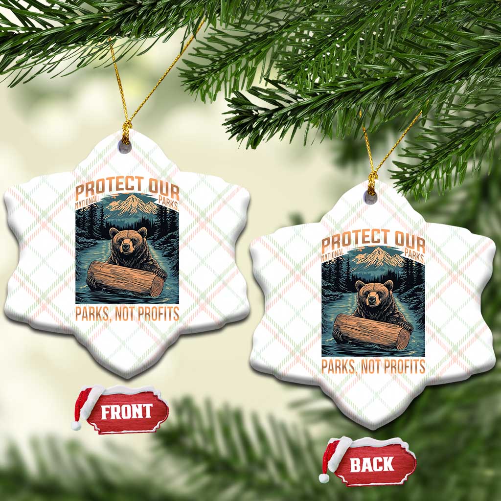 Protect Our National Parks Ceramic Ornament Parks Not Profits Bear Retro Graphic TS02 Print Your Wear