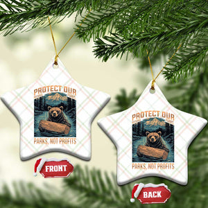 Protect Our National Parks Ceramic Ornament Parks Not Profits Bear Retro Graphic TS02 Print Your Wear