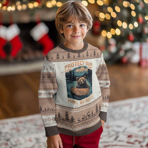 Protect Our National Parks Ugly Christmas Sweater Parks Not Profits Bear Retro Graphic TS02 Mocha Mousse Print Your Wear