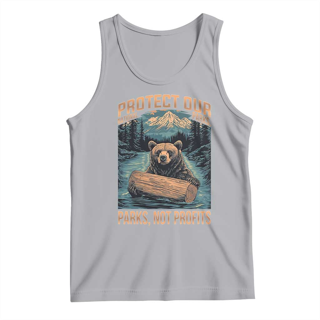Protect Our National Parks Tank Top Parks Not Profits Bear Retro Graphic TS02 Athletic Heather Print Your Wear