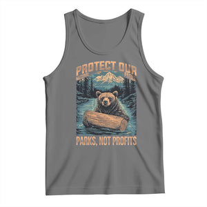 Protect Our National Parks Tank Top Parks Not Profits Bear Retro Graphic TS02 Black Heather Print Your Wear