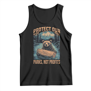 Protect Our National Parks Tank Top Parks Not Profits Bear Retro Graphic TS02 Black Print Your Wear