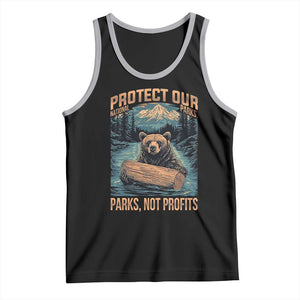 Protect Our National Parks Tank Top Parks Not Profits Bear Retro Graphic TS02 Black Athletic Heather Print Your Wear