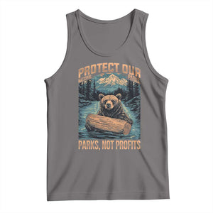 Protect Our National Parks Tank Top Parks Not Profits Bear Retro Graphic TS02 Deep Heather Print Your Wear