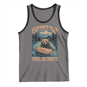 Protect Our National Parks Tank Top Parks Not Profits Bear Retro Graphic TS02 Deep Heather Black Print Your Wear
