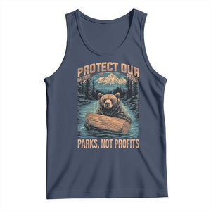 Protect Our National Parks Tank Top Parks Not Profits Bear Retro Graphic TS02 Navy Print Your Wear
