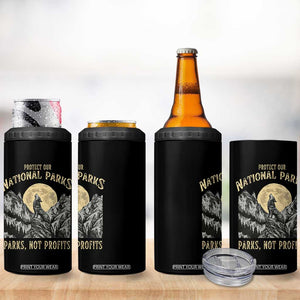 Protect Our National Parks 4 in 1 Can Cooler Tumbler Parks Not Profits Wolf Retro Graphic TS02 Print Your Wear