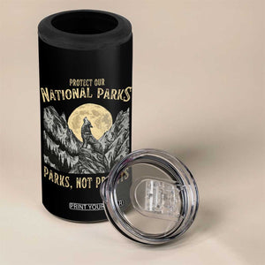 Protect Our National Parks 4 in 1 Can Cooler Tumbler Parks Not Profits Wolf Retro Graphic TS02 Print Your Wear