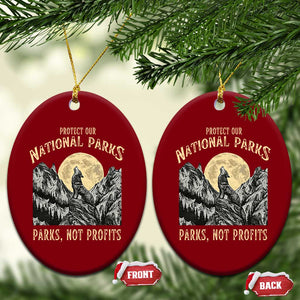 Protect Our National Parks Ceramic Ornament Parks Not Profits Wolf Retro Graphic TS02 Print Your Wear
