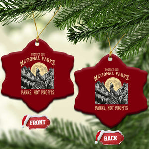 Protect Our National Parks Ceramic Ornament Parks Not Profits Wolf Retro Graphic TS02 Print Your Wear