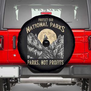 Protect Our National Parks Spare Tire Cover Parks Not Profits Wolf Retro Graphic TS02 Black Print Your Wear