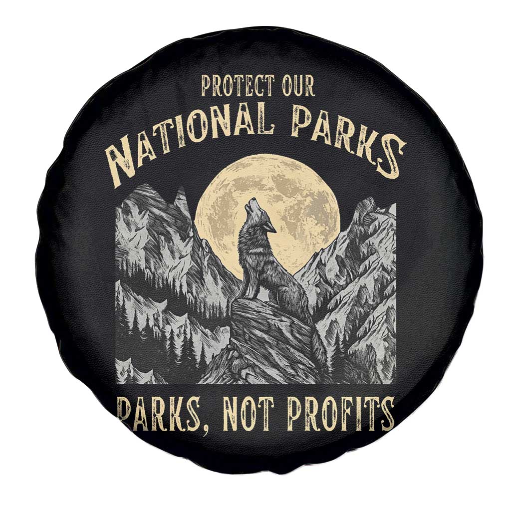 Protect Our National Parks Spare Tire Cover Parks Not Profits Wolf Retro Graphic TS02 Print Your Wear