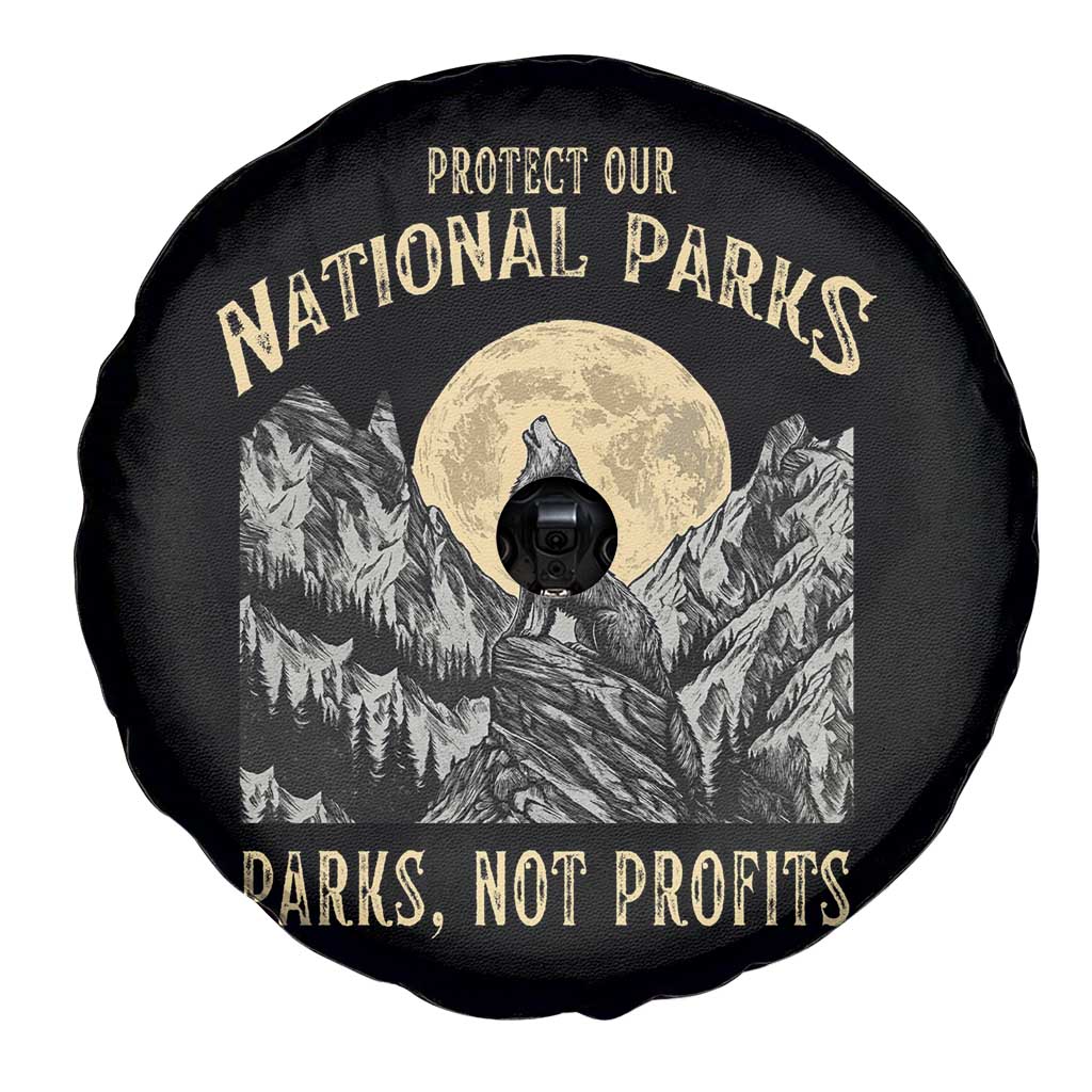 Protect Our National Parks Spare Tire Cover Parks Not Profits Wolf Retro Graphic TS02 Print Your Wear