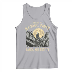 Protect Our National Parks Tank Top Parks Not Profits Wolf Retro Graphic TS02 Athletic Heather Print Your Wear