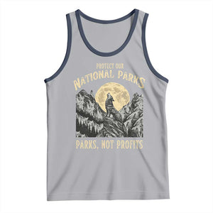Protect Our National Parks Tank Top Parks Not Profits Wolf Retro Graphic TS02 Athletic Heather Navy Print Your Wear
