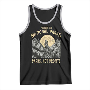 Protect Our National Parks Tank Top Parks Not Profits Wolf Retro Graphic TS02 Black Athletic Heather Print Your Wear