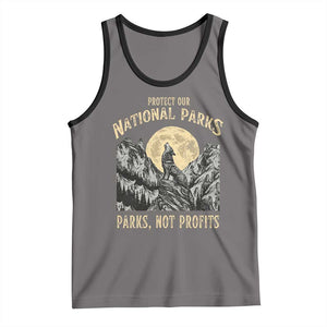 Protect Our National Parks Tank Top Parks Not Profits Wolf Retro Graphic TS02 Deep Heather Black Print Your Wear