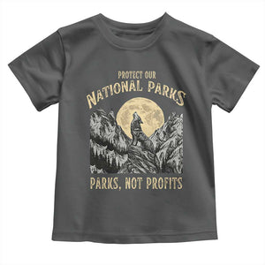 Protect Our National Parks Toddler T Shirt Parks Not Profits Wolf Retro Graphic TS02 Dark Heather Print Your Wear