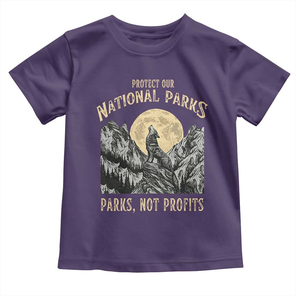 Protect Our National Parks Toddler T Shirt Parks Not Profits Wolf Retro Graphic TS02 Purple Print Your Wear