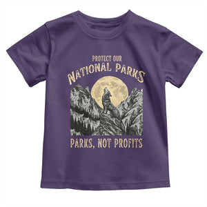 Protect Our National Parks Toddler T Shirt Parks Not Profits Wolf Retro Graphic TS02 Purple Print Your Wear