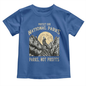 Protect Our National Parks Toddler T Shirt Parks Not Profits Wolf Retro Graphic TS02 Royal Blue Print Your Wear