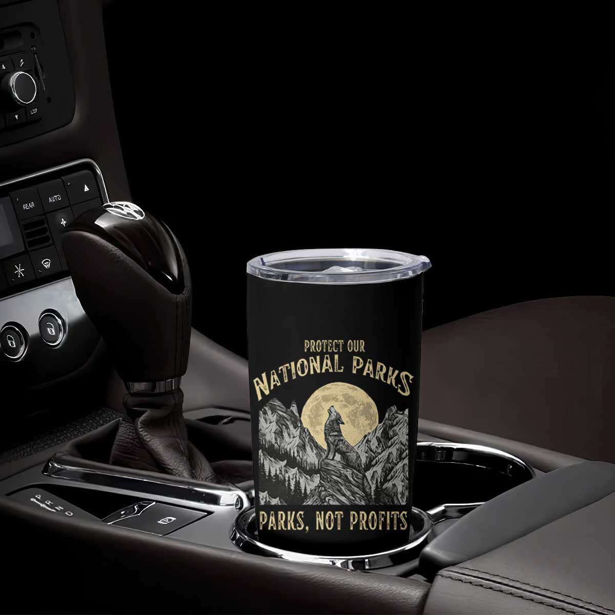 Protect Our National Parks Tumbler Cup Parks Not Profits Wolf Retro Graphic TS02 Print Your Wear