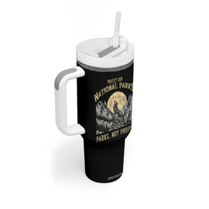 Protect Our National Parks Tumbler With Handle Parks Not Profits Wolf Retro Graphic TS02 Print Your Wear