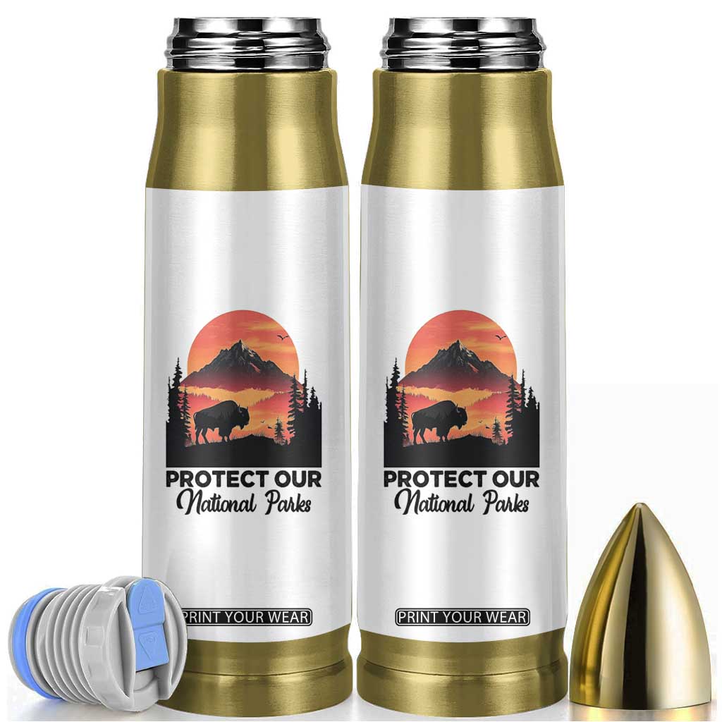 Protect Our National Parks Bullet Tumbler Bison Buffalo Vintage Graphic TS02 White Print Your Wear