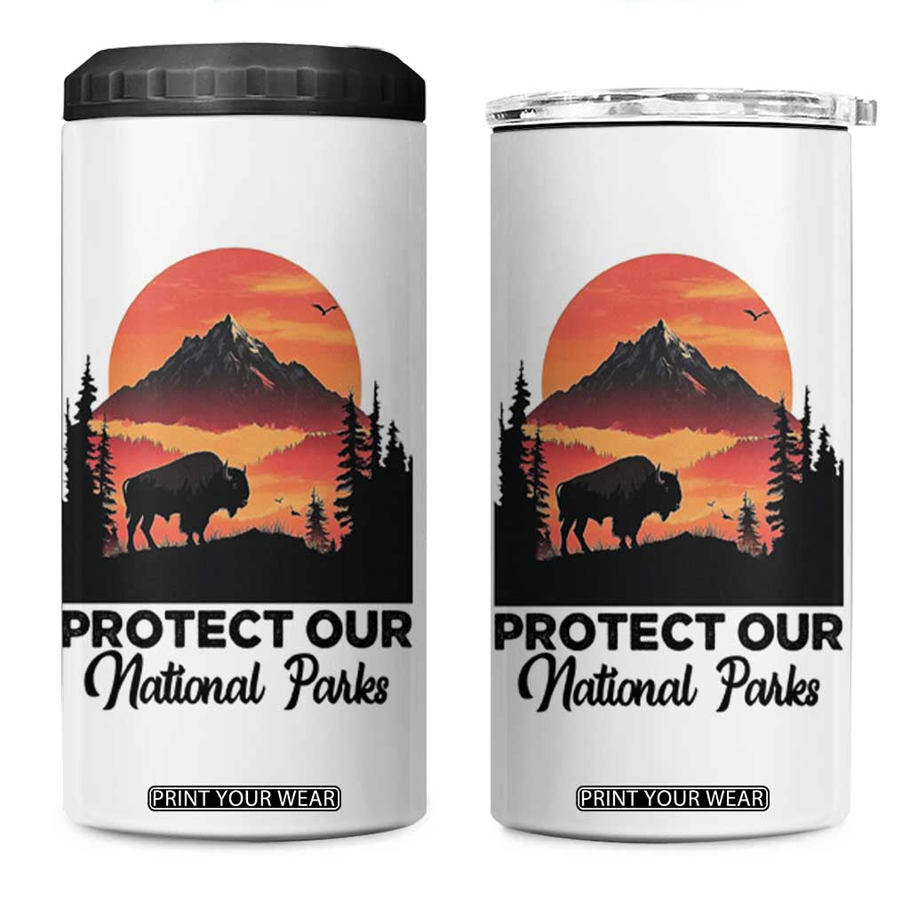 Protect Our National Parks 4 in 1 Can Cooler Tumbler Bison Buffalo Vintage Graphic TS02 One Size: 16 oz White Print Your Wear