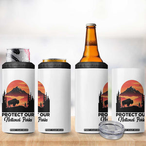 Protect Our National Parks 4 in 1 Can Cooler Tumbler Bison Buffalo Vintage Graphic TS02 Print Your Wear