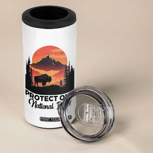 Protect Our National Parks 4 in 1 Can Cooler Tumbler Bison Buffalo Vintage Graphic TS02 Print Your Wear
