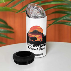 Protect Our National Parks 4 in 1 Can Cooler Tumbler Bison Buffalo Vintage Graphic TS02 Print Your Wear